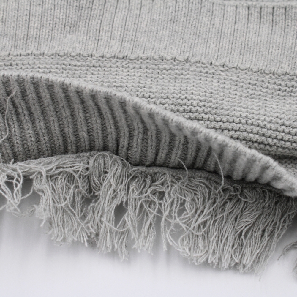 Girls BabyGAP Size 5 Sage Green & Light Grey Knitted Poncho with Hood - Picture 5 of 6